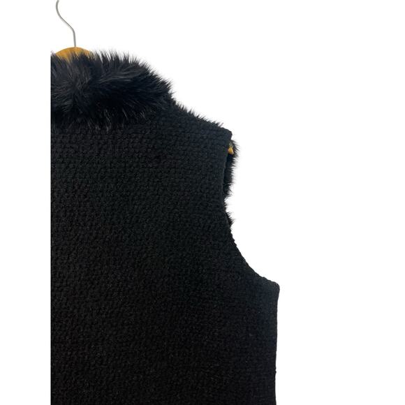 Weatherproof Faux Fur Vest XL Black Front Hook Sweater Mob Wife Sweater Exotic - Picture 7 of 13